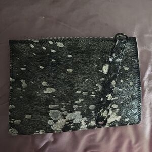 Black and Silver Pony Hair Clutch